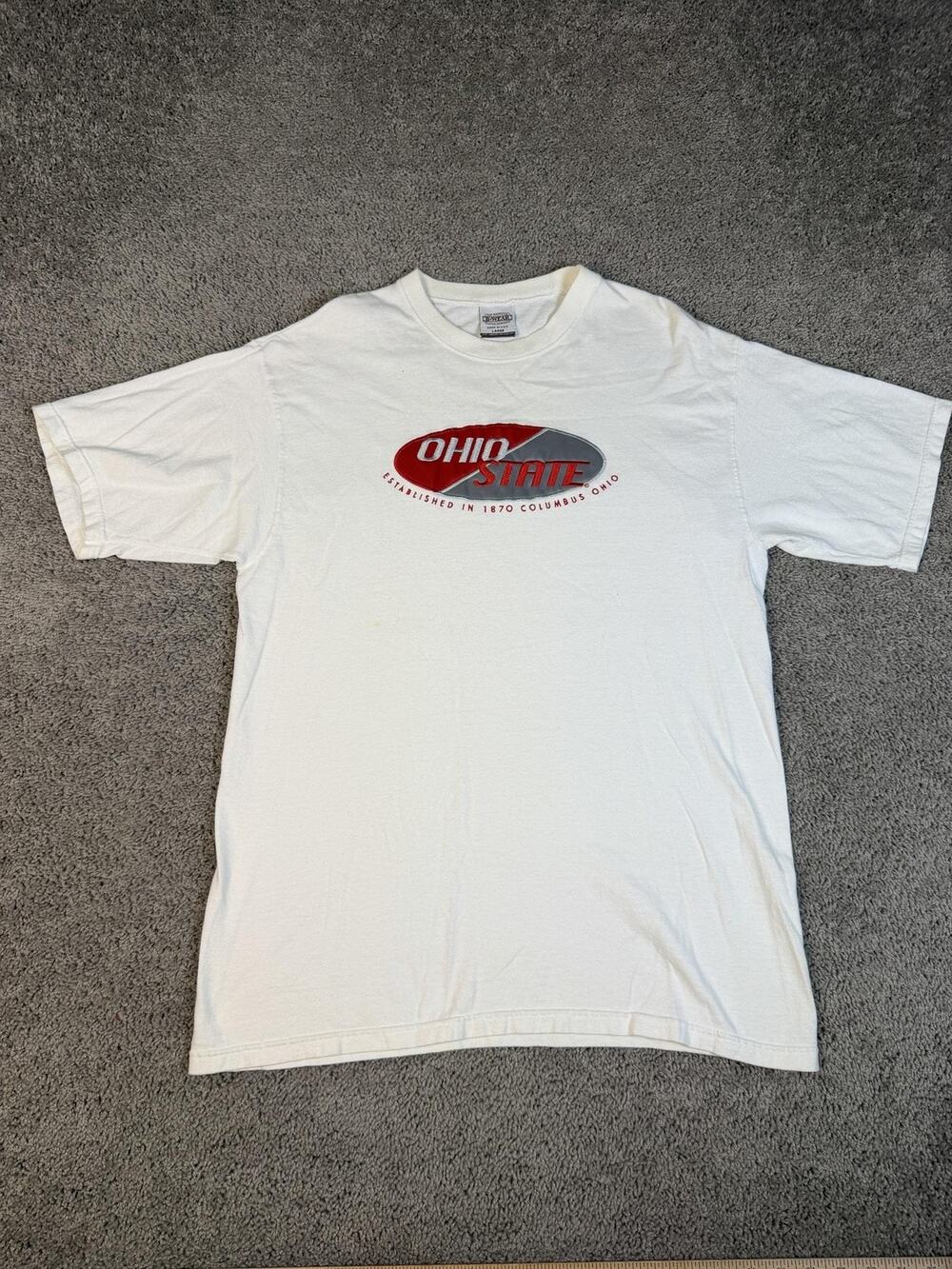 BWEAR Shirt Mens L White Ohio State Graphic Crew Neck Cotton Preshrunk